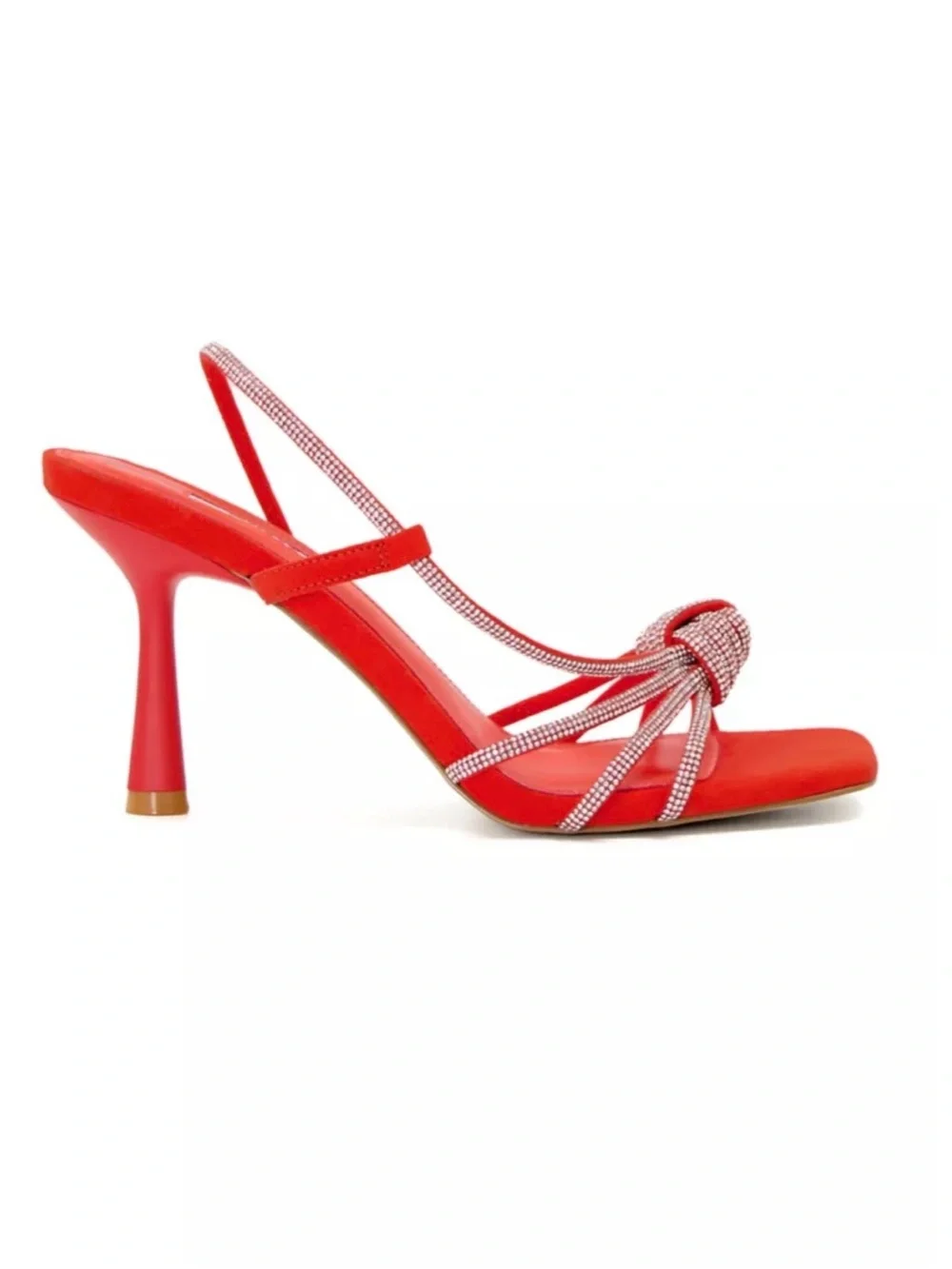 Dune London Orange Crystal Knot Slingback Heels- Nearly red. Gorgeous!